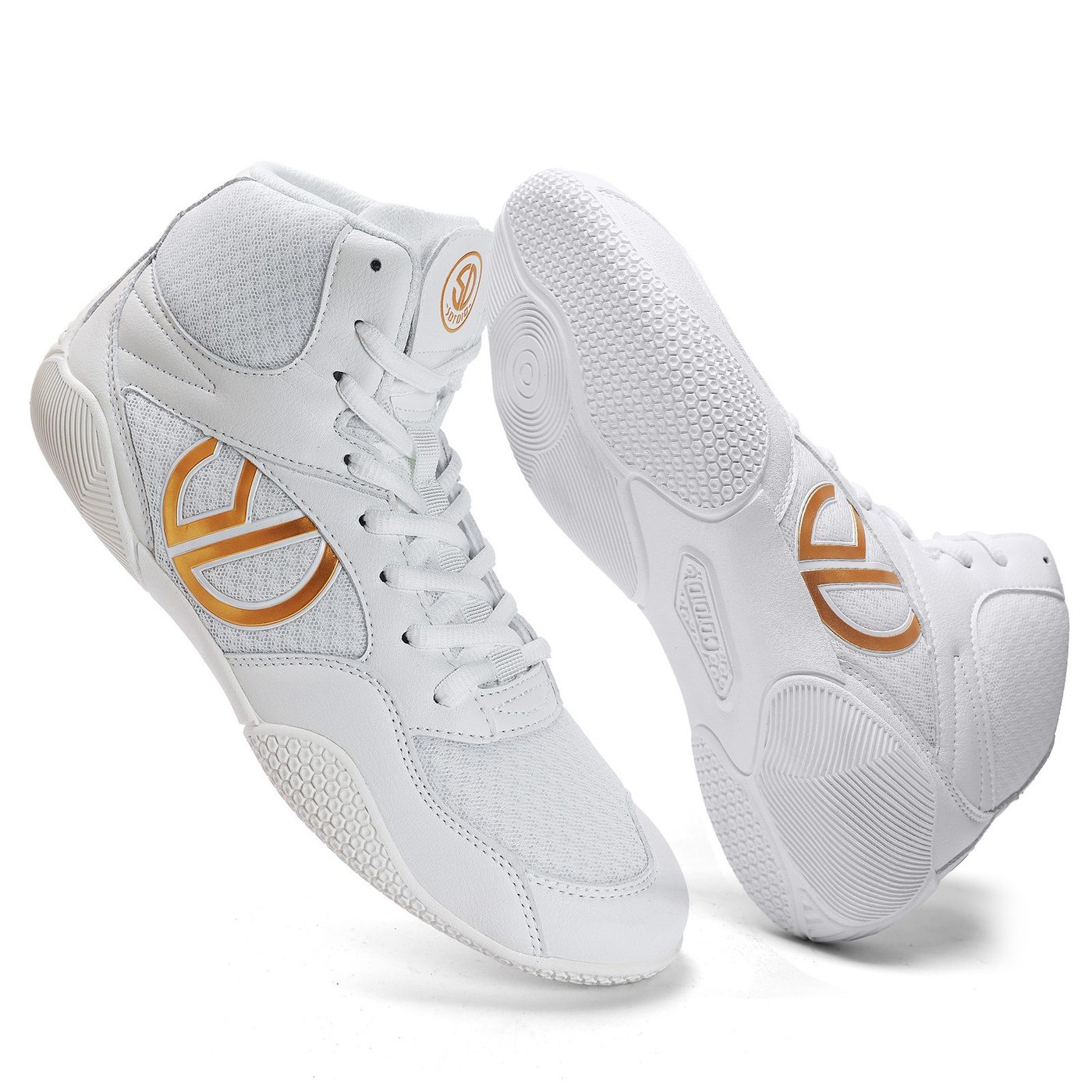 SDTDID Championship Tournament Wrestling Shoes - White & Gold - SDTDID Footwear OEM Jinjiang